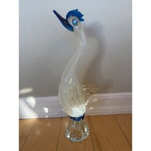 Large 18 in Mid Century Murano Glass‎ crane heron circa 1950 By Fratelli Toso